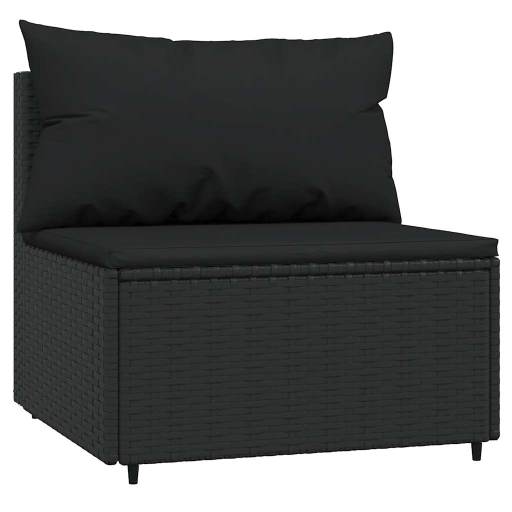vidaXL Ensemble de salon de jardin 3 pcs avec coussins Noir Résine tressée