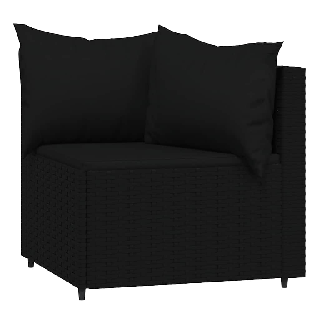 vidaXL Canapés d'angle de jardin avec coussins 2 pcs Noir Résine tressée