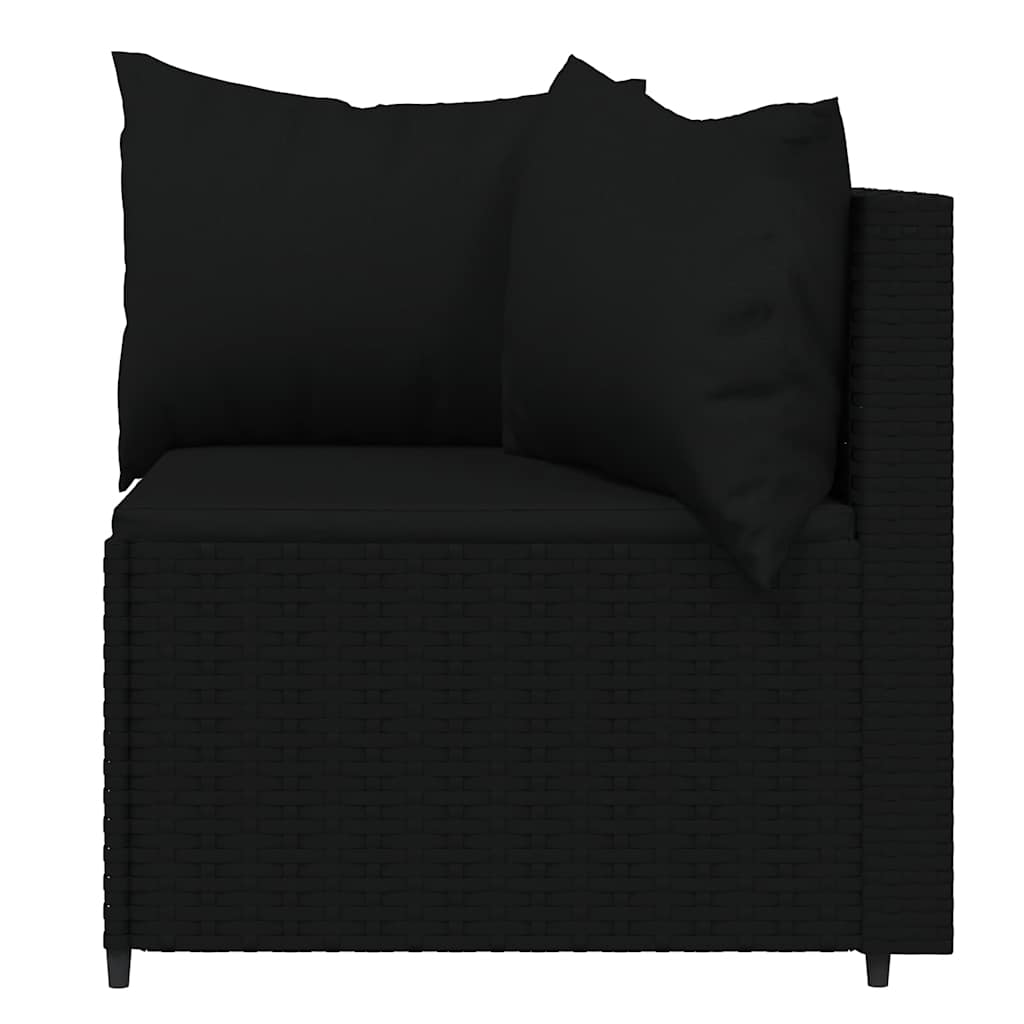 vidaXL Canapés d'angle de jardin avec coussins 2 pcs Noir Résine tressée
