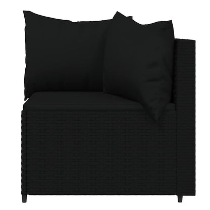 vidaXL Canapés d'angle de jardin avec coussins 2 pcs Noir Résine tressée