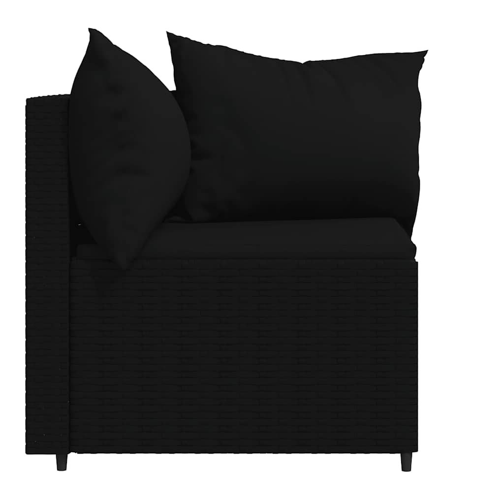 vidaXL Canapés d'angle de jardin avec coussins 2 pcs Noir Résine tressée