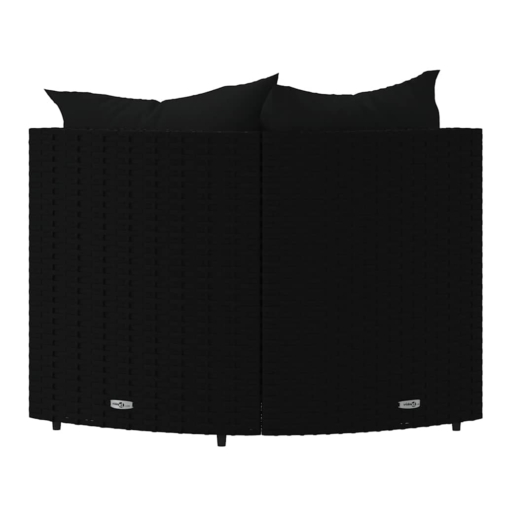 vidaXL Canapés d'angle de jardin avec coussins 2 pcs Noir Résine tressée