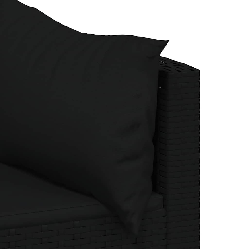 vidaXL Canapés d'angle de jardin avec coussins 2 pcs Noir Résine tressée