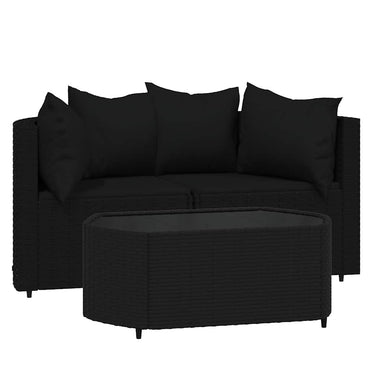 vidaXL Ensemble de salon de jardin 3 pcs avec coussins Noir Résine tressée