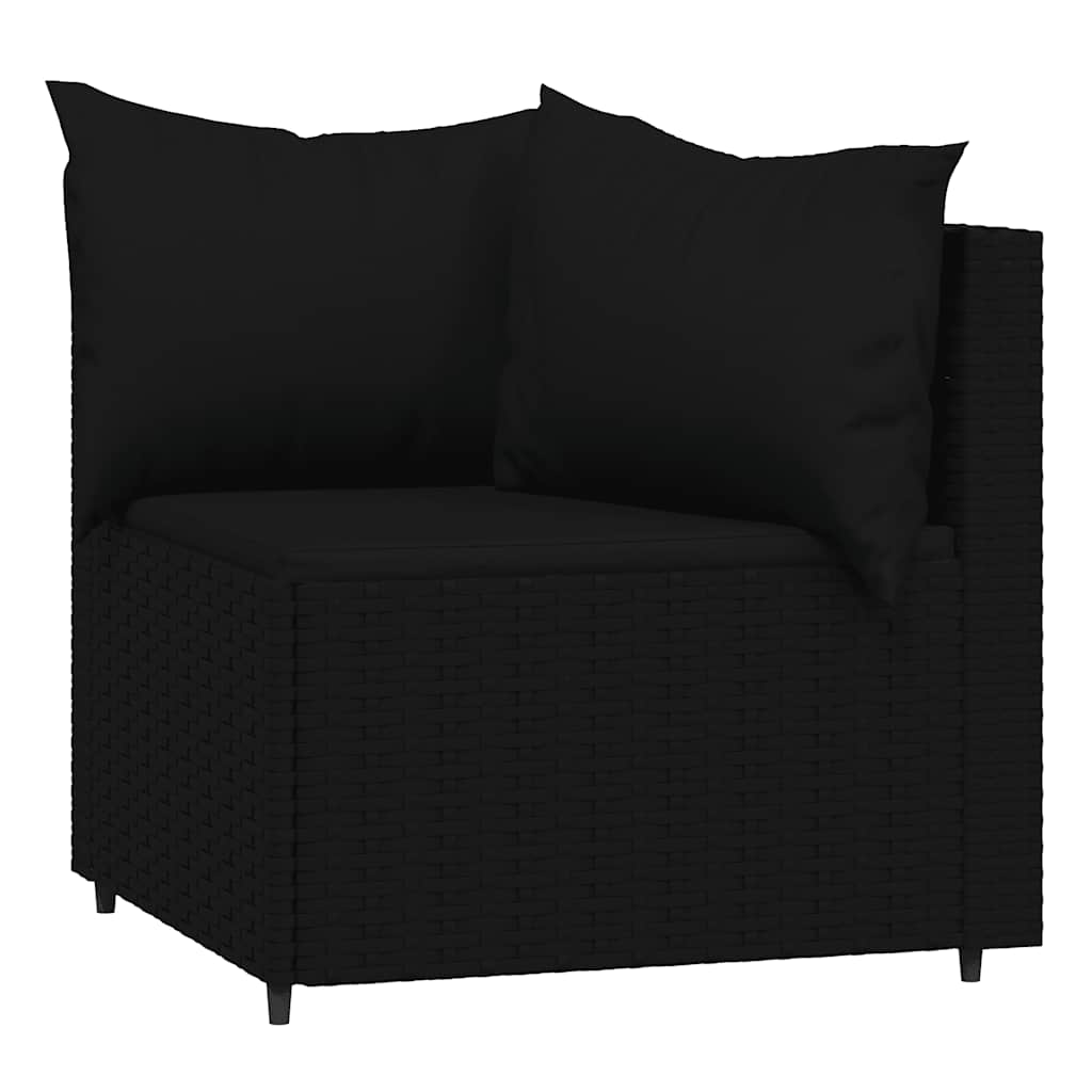 vidaXL Ensemble de salon de jardin 3 pcs avec coussins Noir Résine tressée