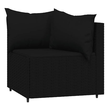 vidaXL Ensemble de salon de jardin 3 pcs avec coussins Noir Résine tressée
