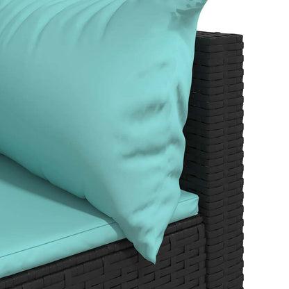 vidaXL Canapé d'angle de jardin avec coussins Noir Résine tressée