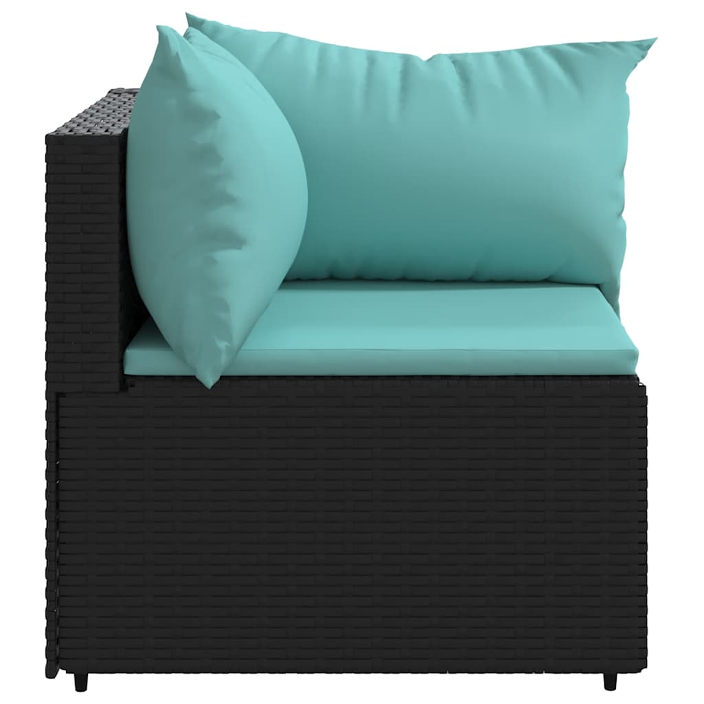 vidaXL Garten-Ecksofas mit Kissen 2 Stk. Schwarz Poly Rattan