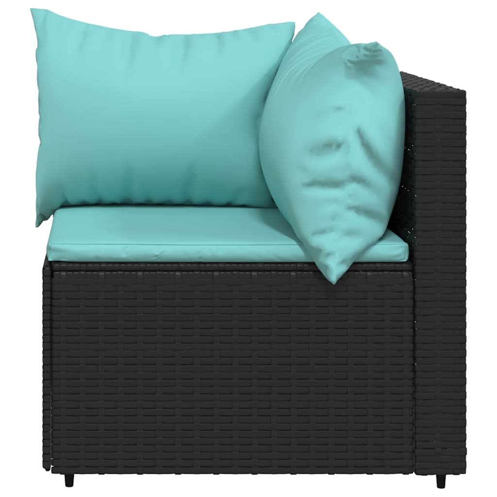 vidaXL Garten-Ecksofas mit Kissen 2 Stk. Schwarz Poly Rattan