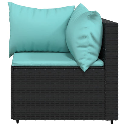 vidaXL Garten-Ecksofas mit Kissen 2 Stk. Schwarz Poly Rattan