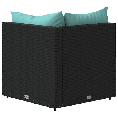 vidaXL Garten-Ecksofas mit Kissen 2 Stk. Schwarz Poly Rattan