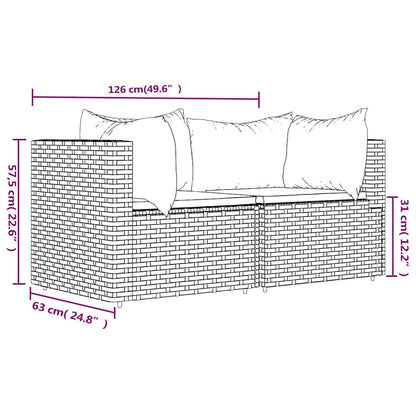 vidaXL Garten-Ecksofas mit Kissen 2 Stk. Schwarz Poly Rattan