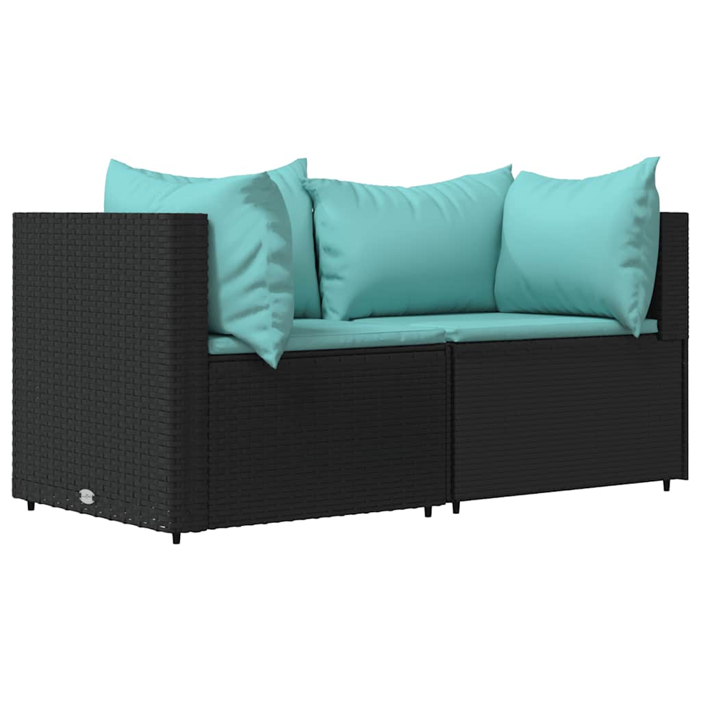 vidaXL Ensemble de salon de jardin 3 pcs avec coussins Noir Résine tressée