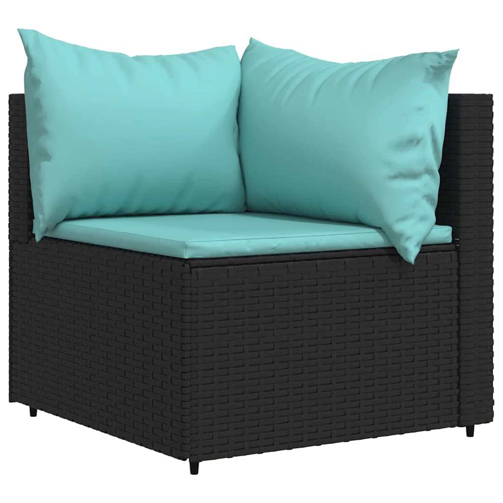 vidaXL Ensemble de salon de jardin 3 pcs avec coussins Noir Résine tressée