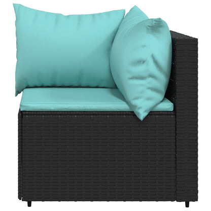 vidaXL Ensemble de salon de jardin 3 pcs avec coussins Noir Résine tressée
