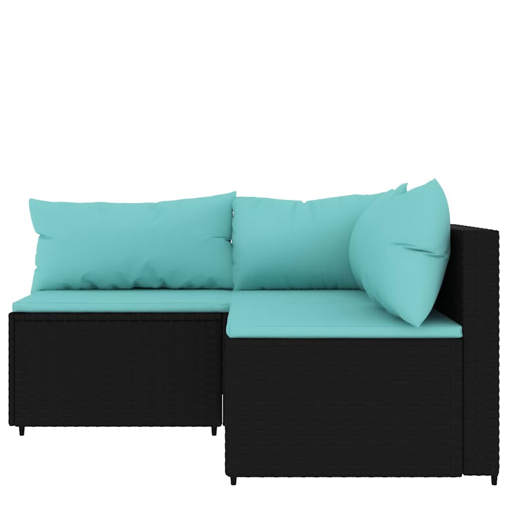 vidaXL Ensemble de salon de jardin 3 pcs avec coussins Noir Résine tressée