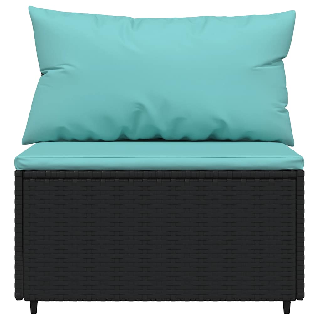 vidaXL Ensemble de salon de jardin 3 pcs avec coussins Noir Résine tressée