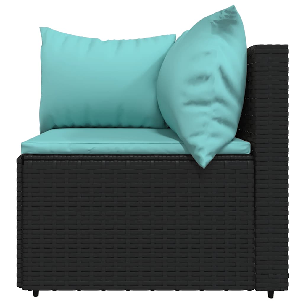 vidaXL Ensemble de salon de jardin 3 pcs avec coussins Noir Résine tressée