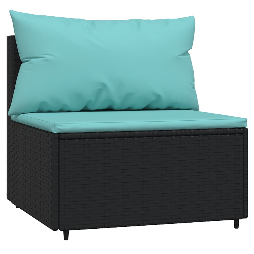 vidaXL Salon de jardin 4 pcs avec coussins Noir Résine tressée