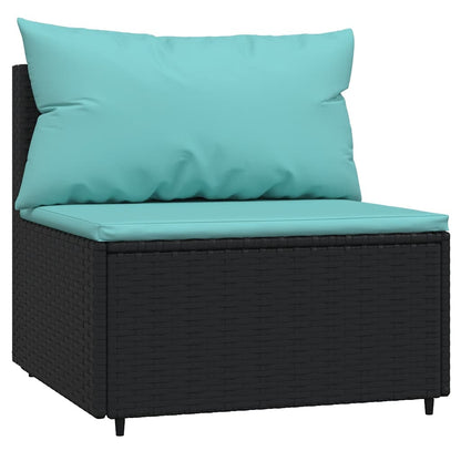 vidaXL Salon de jardin 4 pcs avec coussins Noir Résine tressée
