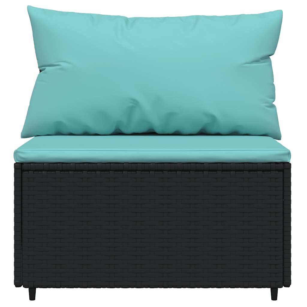 vidaXL Salon de jardin 4 pcs avec coussins Noir Résine tressée