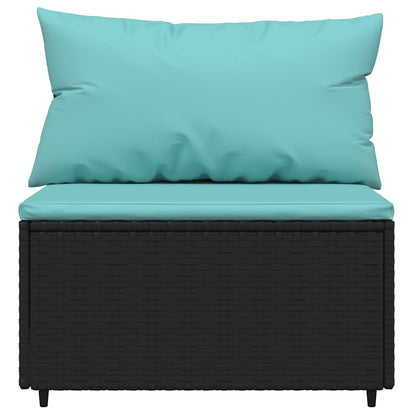vidaXL Salon de jardin 4 pcs avec coussins Noir Résine tressée
