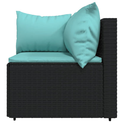vidaXL Salon de jardin 4 pcs avec coussins Noir Résine tressée
