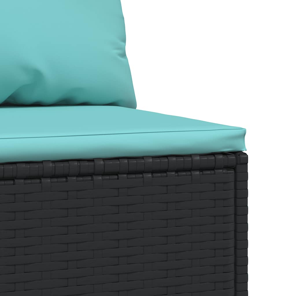 vidaXL Canapé central de jardin avec coussins en résine tressée noire