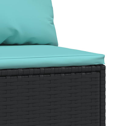 vidaXL Canapé central de jardin avec coussins en résine tressée noire