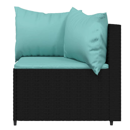 vidaXL Canapés d'angle de jardin avec coussins 2 pcs Noir Résine tressée