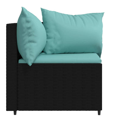 vidaXL Canapés d'angle de jardin avec coussins 2 pcs Noir Résine tressée