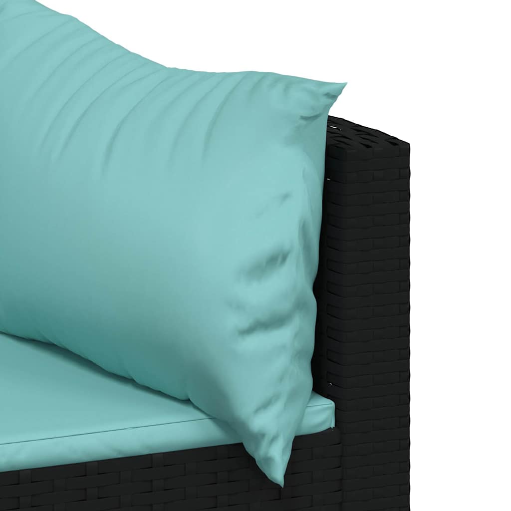 vidaXL Canapés d'angle de jardin avec coussins 2 pcs Noir Résine tressée