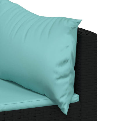 vidaXL Canapés d'angle de jardin avec coussins 2 pcs Noir Résine tressée