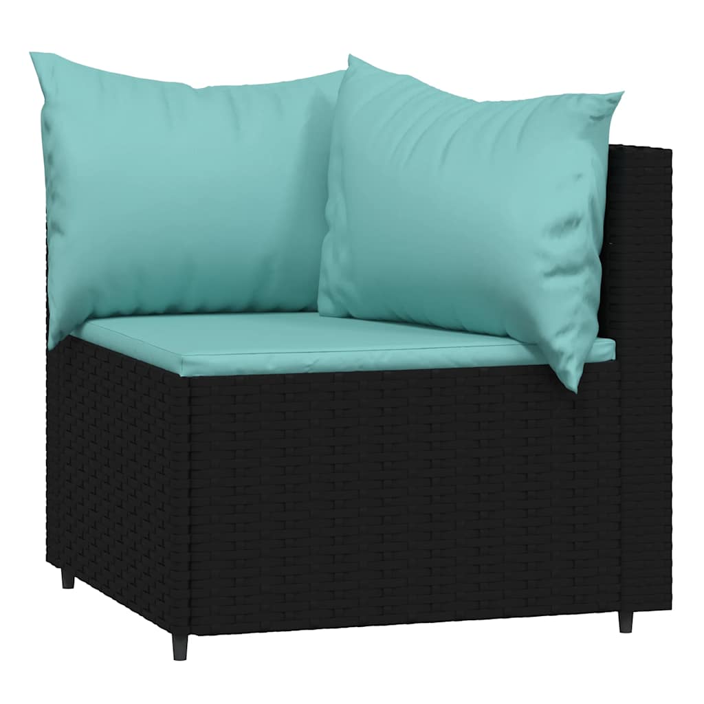 vidaXL Ensemble de salon de jardin 3 pcs avec coussins Noir Résine tressée