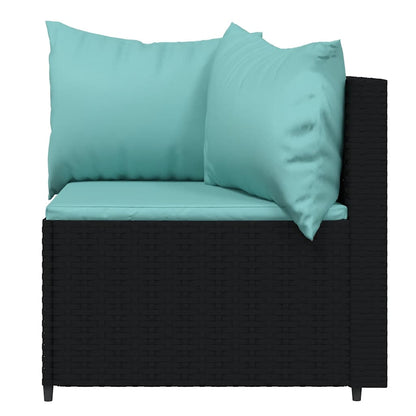 vidaXL Ensemble de salon de jardin 3 pcs avec coussins Noir Résine tressée