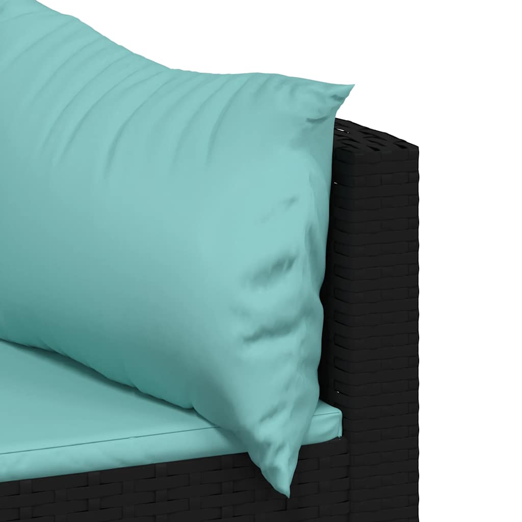 vidaXL Ensemble de salon de jardin 3 pcs avec coussins Noir Résine tressée