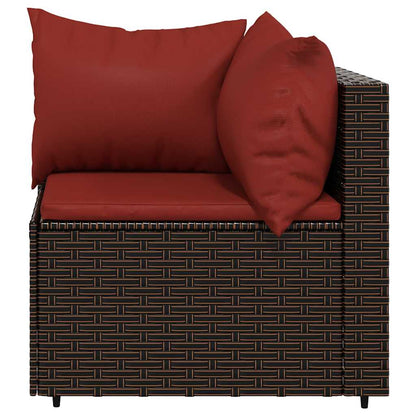 vidaXL Canapé d'angle de jardin avec coussins marron en résine tressée