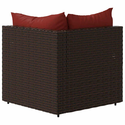 vidaXL Canapé d'angle de jardin avec coussins marron en résine tressée