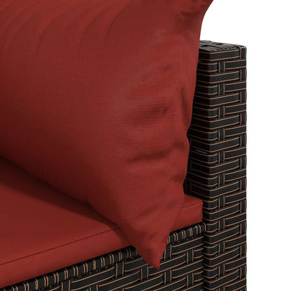 vidaXL Canapé d'angle de jardin avec coussins marron en résine tressée