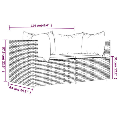 vidaXL Garten-Ecksofas mit Kissen 2 Stk. Braun Poly Rattan