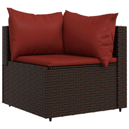 vidaXL Salon de jardin 4 pcs avec coussins marron résine tressée