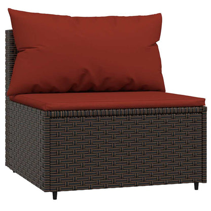 vidaXL Canapé central de jardin avec coussins en poly rotin marron