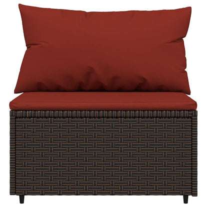 vidaXL Canapé central de jardin avec coussins en poly rotin marron