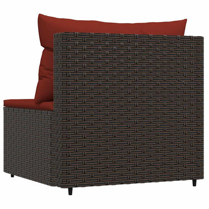 vidaXL Canapé central de jardin avec coussins en poly rotin marron