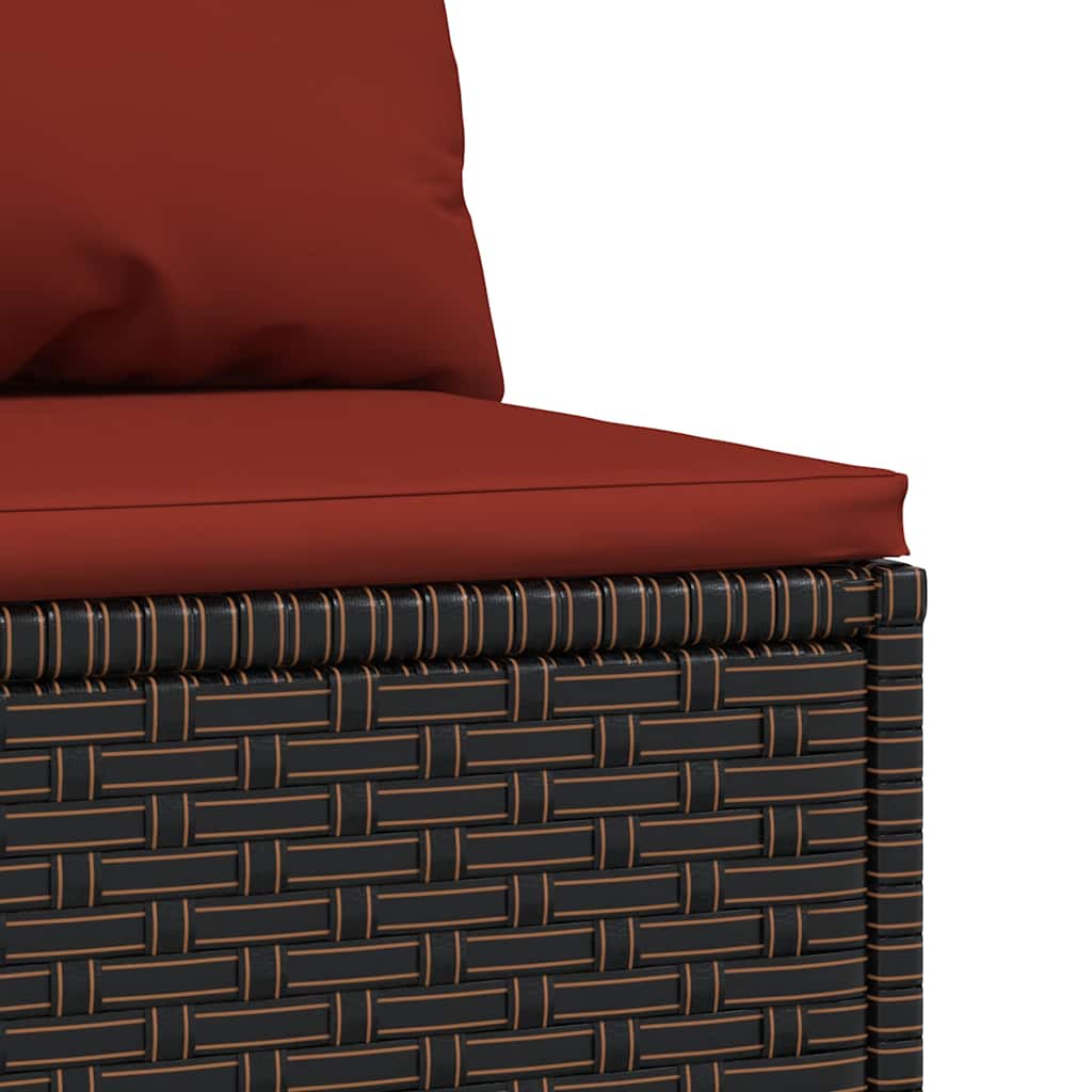vidaXL Canapé central de jardin avec coussins en poly rotin marron