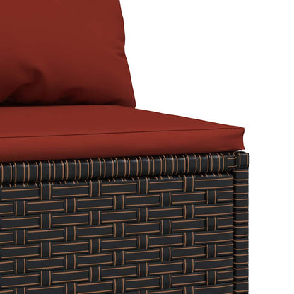 vidaXL Canapé central de jardin avec coussins en poly rotin marron
