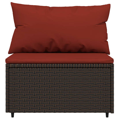 vidaXL Canapés centraux de jardin avec coussins 2 pcs marron résine tressée