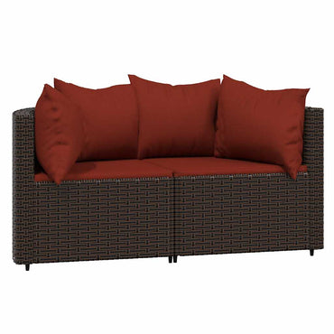 Canapés d'angle de jardin vidaXL avec coussins 2 pcs marron résine tressée