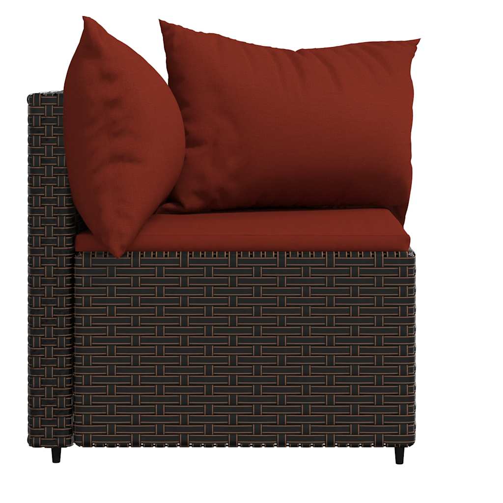 Canapés d'angle de jardin vidaXL avec coussins 2 pcs marron résine tressée