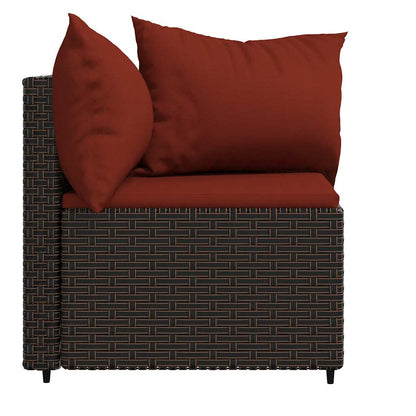 Canapés d'angle de jardin vidaXL avec coussins 2 pcs marron résine tressée